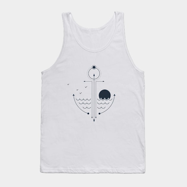 Sea. Sun. Anchor. Creative Double Exposure Tank Top by SlothAstronaut